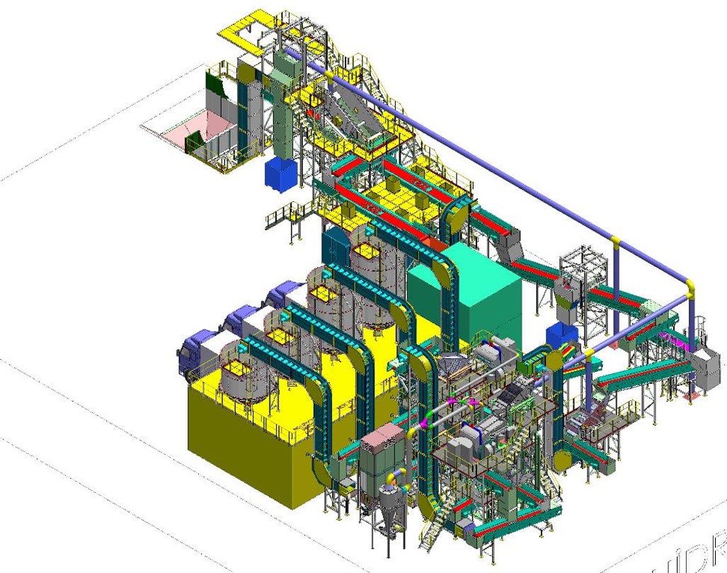 Cam ayıklama tesisi 3D tasarımı